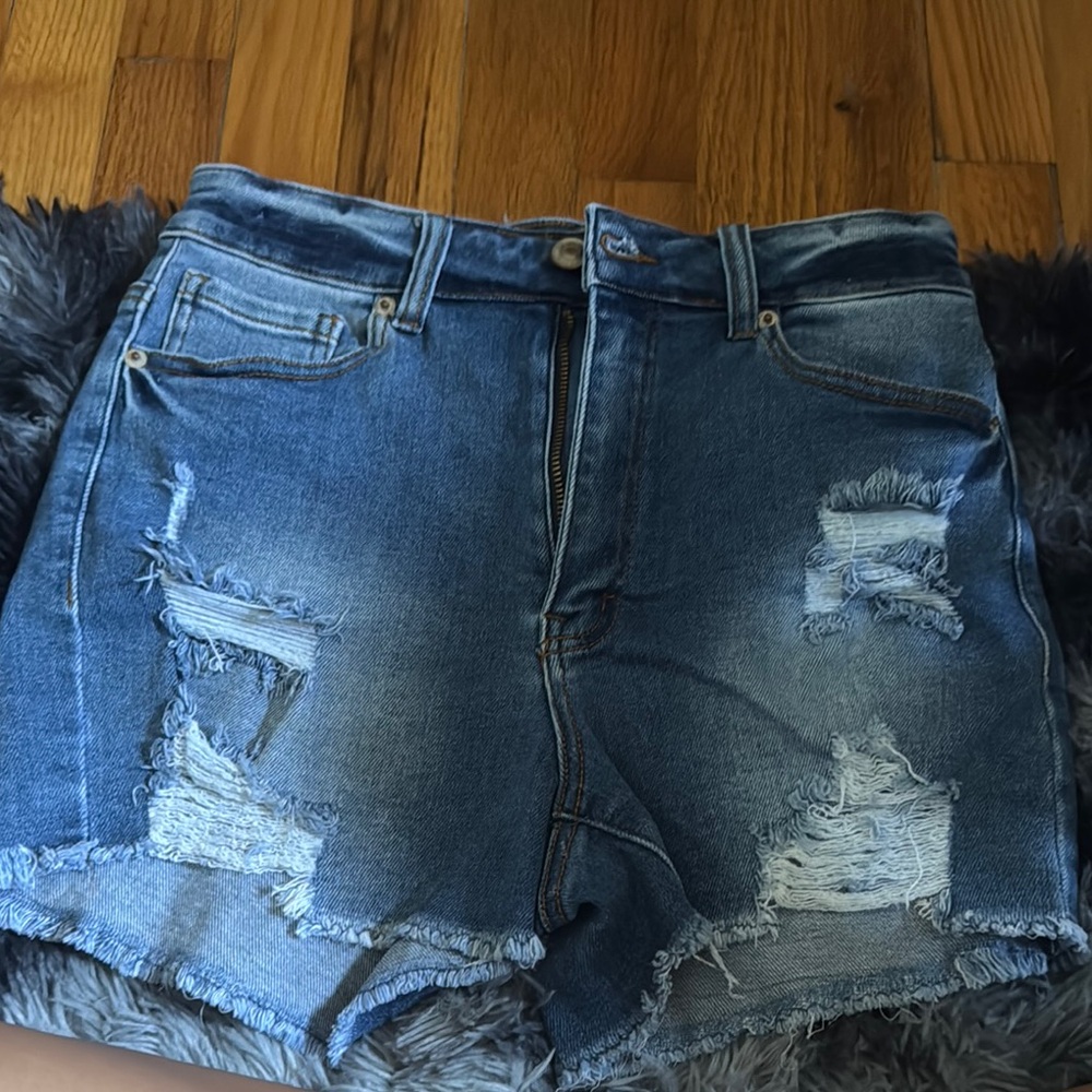 Raffi Blue Distressed Jean Shorts Casual Cut-Off